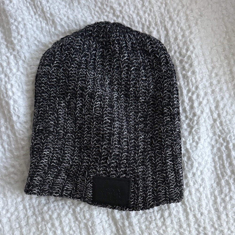 Love Your Melon Black and White Knit Hat